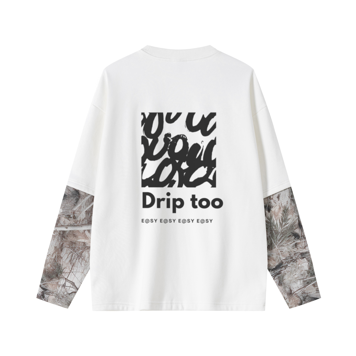 340GSM Men’s Heat Transfer Desert Camouflage Layered Look Long-Sleeve Branch Camouflage