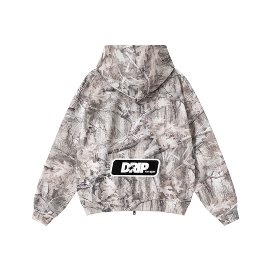 340GSM Unisex Heat Transfer Desert Camouflage Zip-Up Hoodie Branch Camouflage