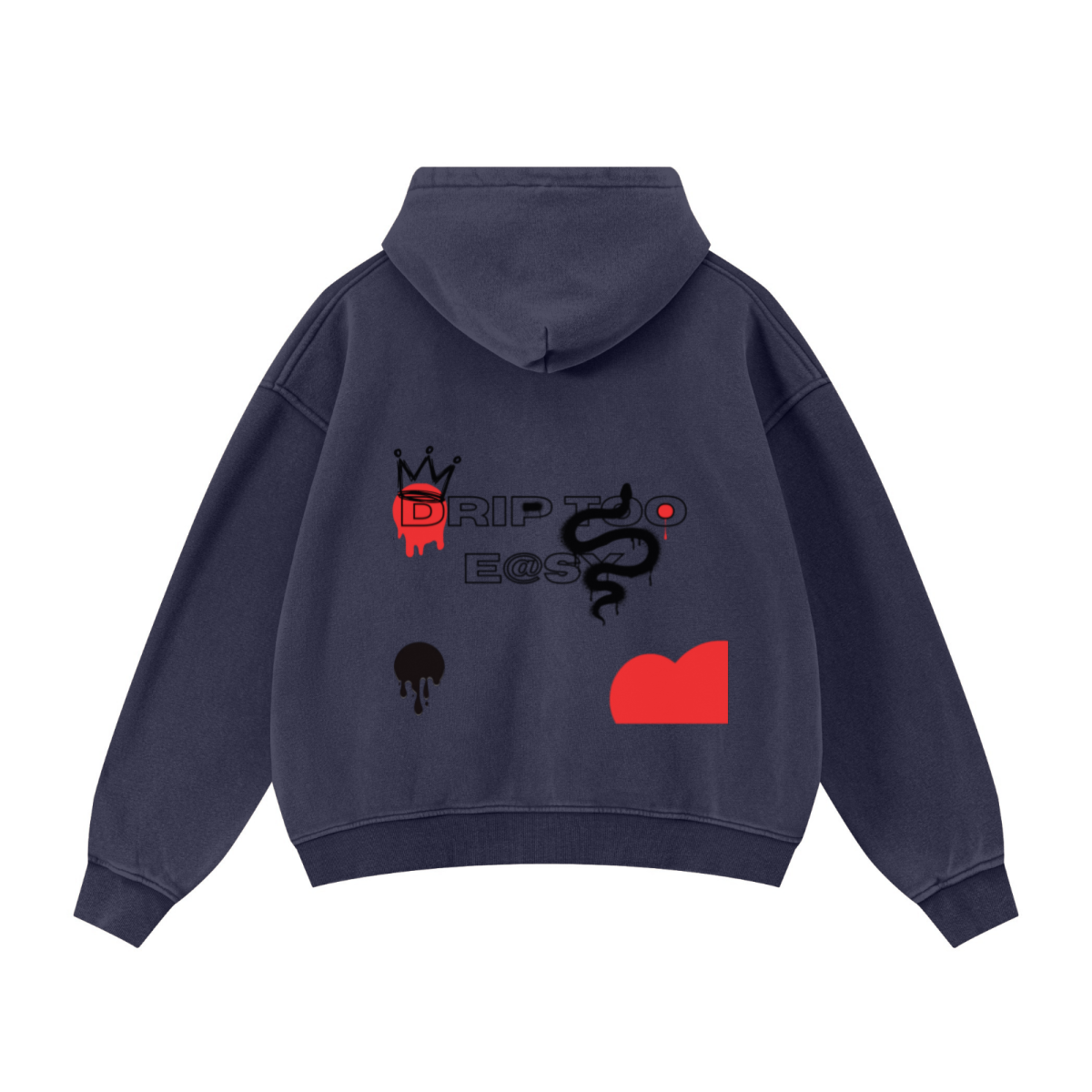 400GSM Unisex Vintage-Wash Boxy-Fit Zip-Up Hoodie Vintage Royal Blue