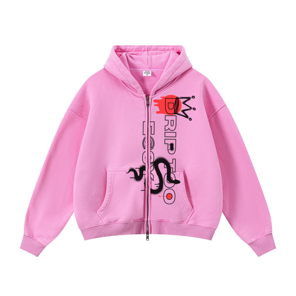 400GSM Unisex Vintage-Wash Boxy-Fit Zip-Up Hoodie Vintage Peach Pink