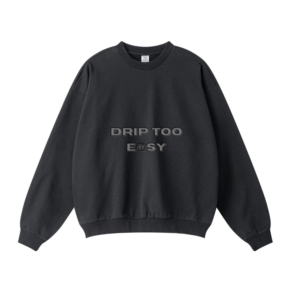 440GSM Unisex Solid-Color French Terry Crew Neck Sweatshirt Black