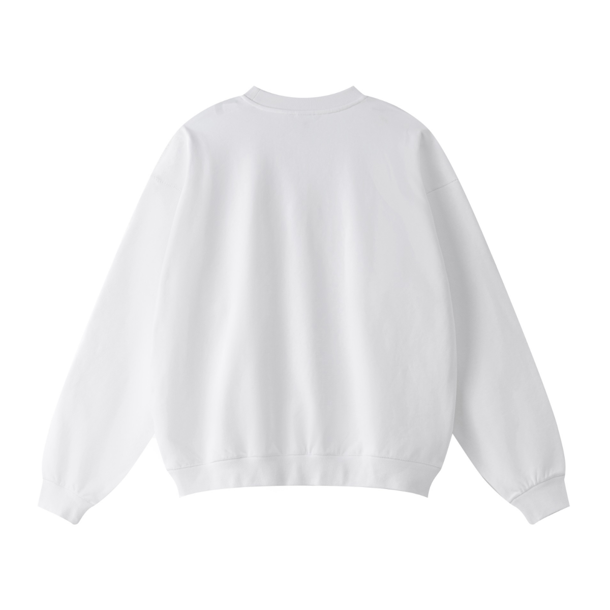 440GSM Unisex Solid-Color French Terry Crew Neck Sweatshirt White