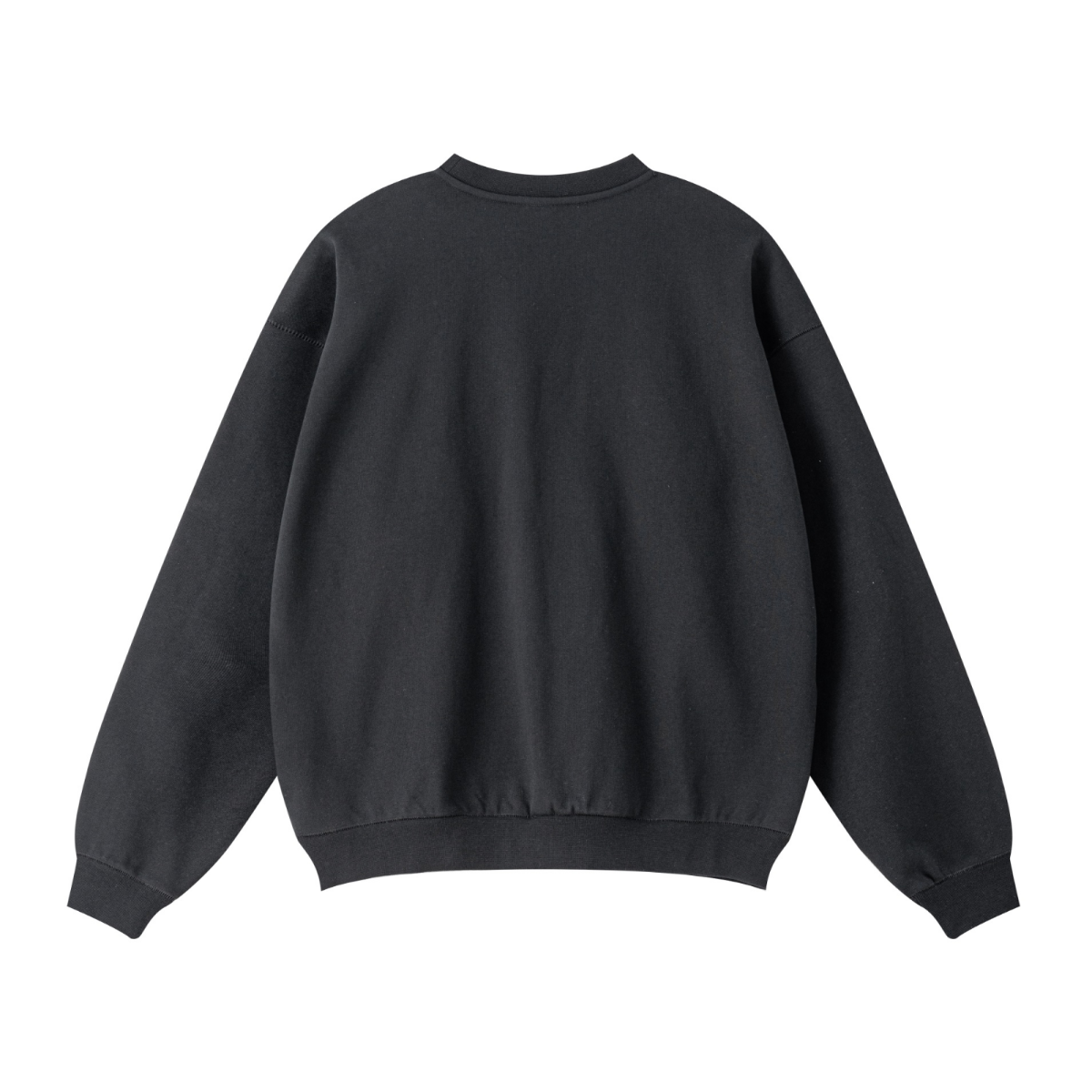 440GSM Unisex Solid-Color French Terry Crew Neck Sweatshirt Black