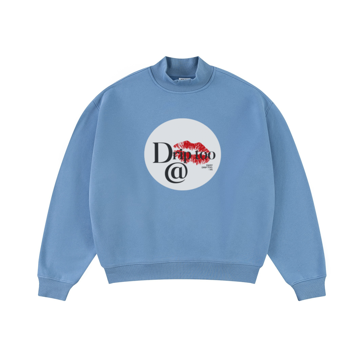 370GSM  Unisex Raw-Edge Ripped French Terry PP-Sprayed Sweatshirt Medium Blue