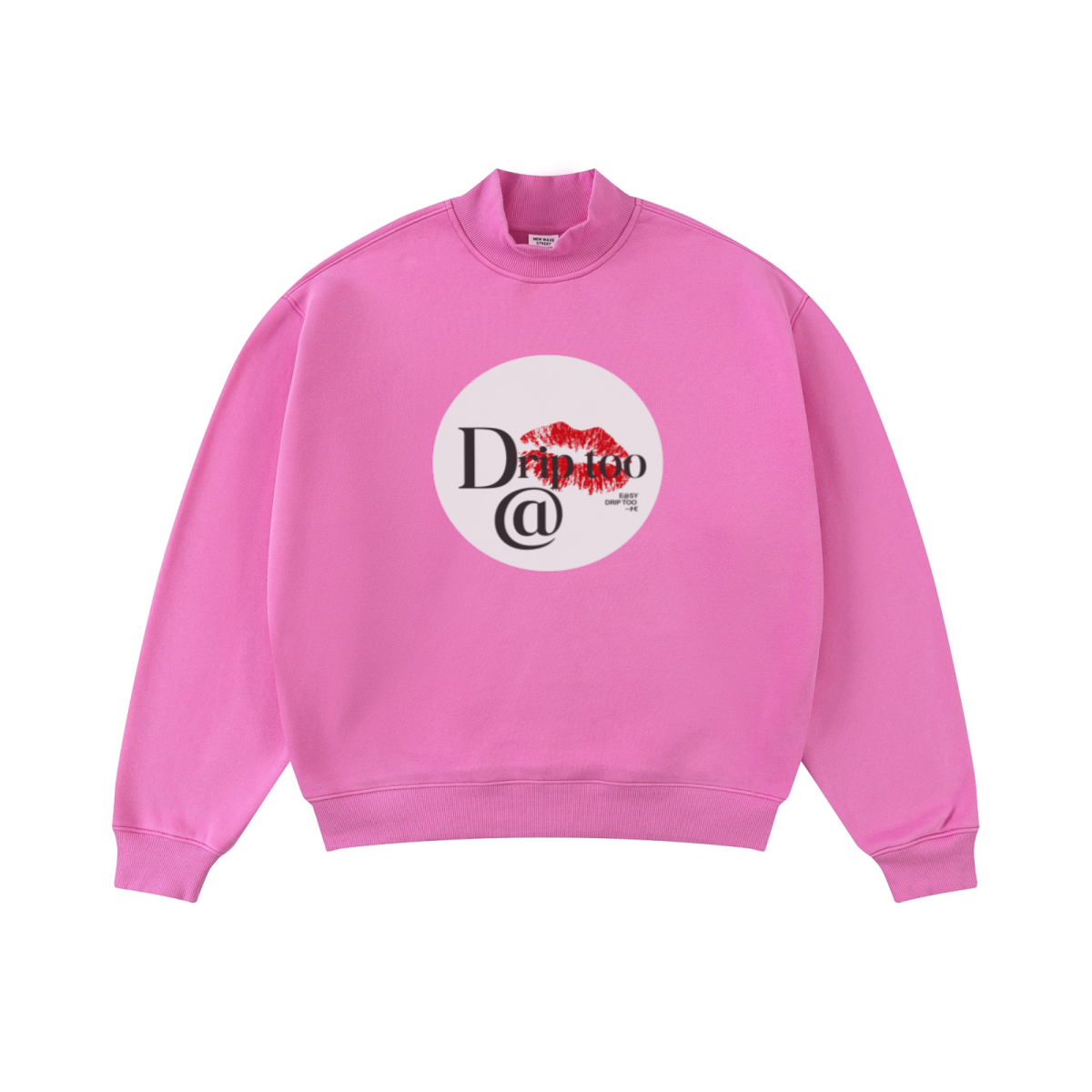 370GSM  Unisex Raw-Edge Ripped French Terry PP-Sprayed Sweatshirt Rose pink