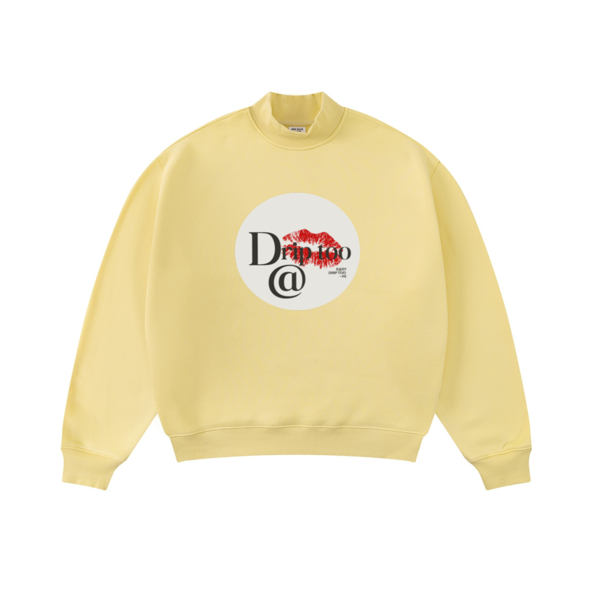370GSM  Unisex Raw-Edge Ripped French Terry PP-Sprayed Sweatshirt Light Yellow