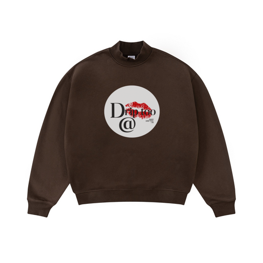370GSM  Unisex Raw-Edge Ripped French Terry PP-Sprayed Sweatshirt Brown