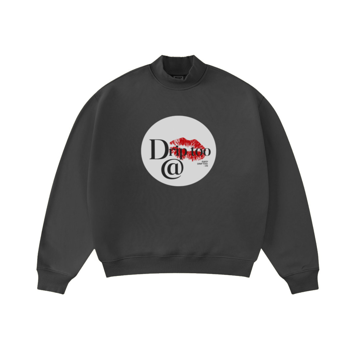 370GSM  Unisex Raw-Edge Ripped French Terry PP-Sprayed Sweatshirt Dark Grey