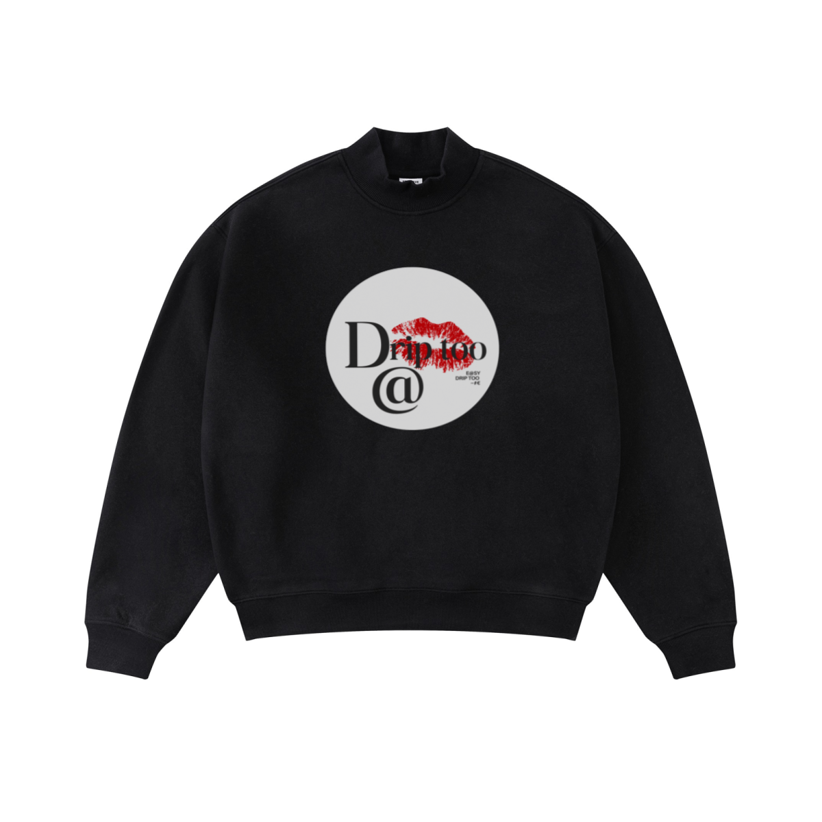 370GSM  Unisex Raw-Edge Ripped French Terry PP-Sprayed Sweatshirt Black