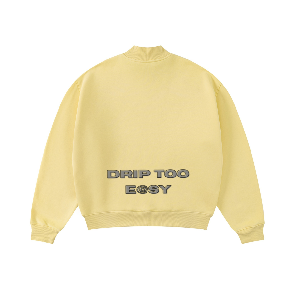 370GSM  Unisex Raw-Edge Ripped French Terry PP-Sprayed Sweatshirt Light Yellow