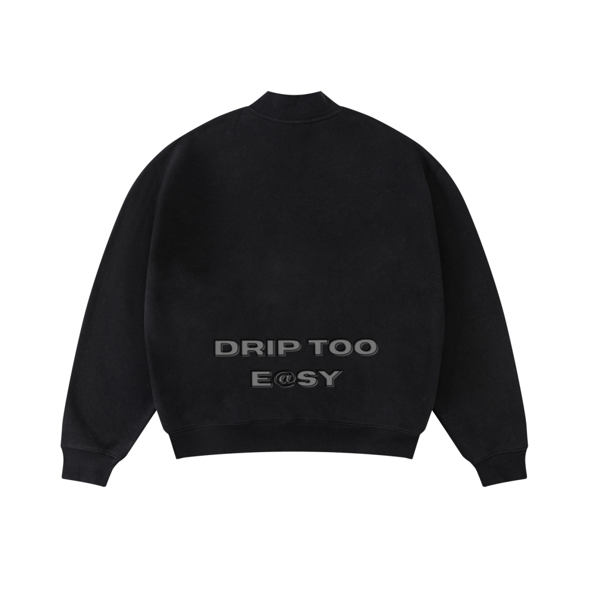 370GSM  Unisex Raw-Edge Ripped French Terry PP-Sprayed Sweatshirt Black