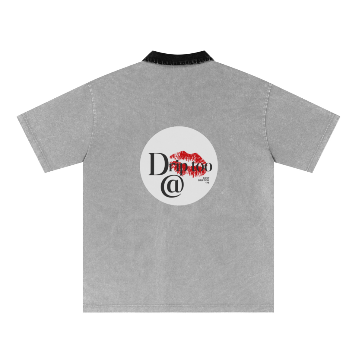 285GSM Unisex Vintage-Washed Unisex  100% Cotton Twill Polo T-Shirt Medium Grey Black