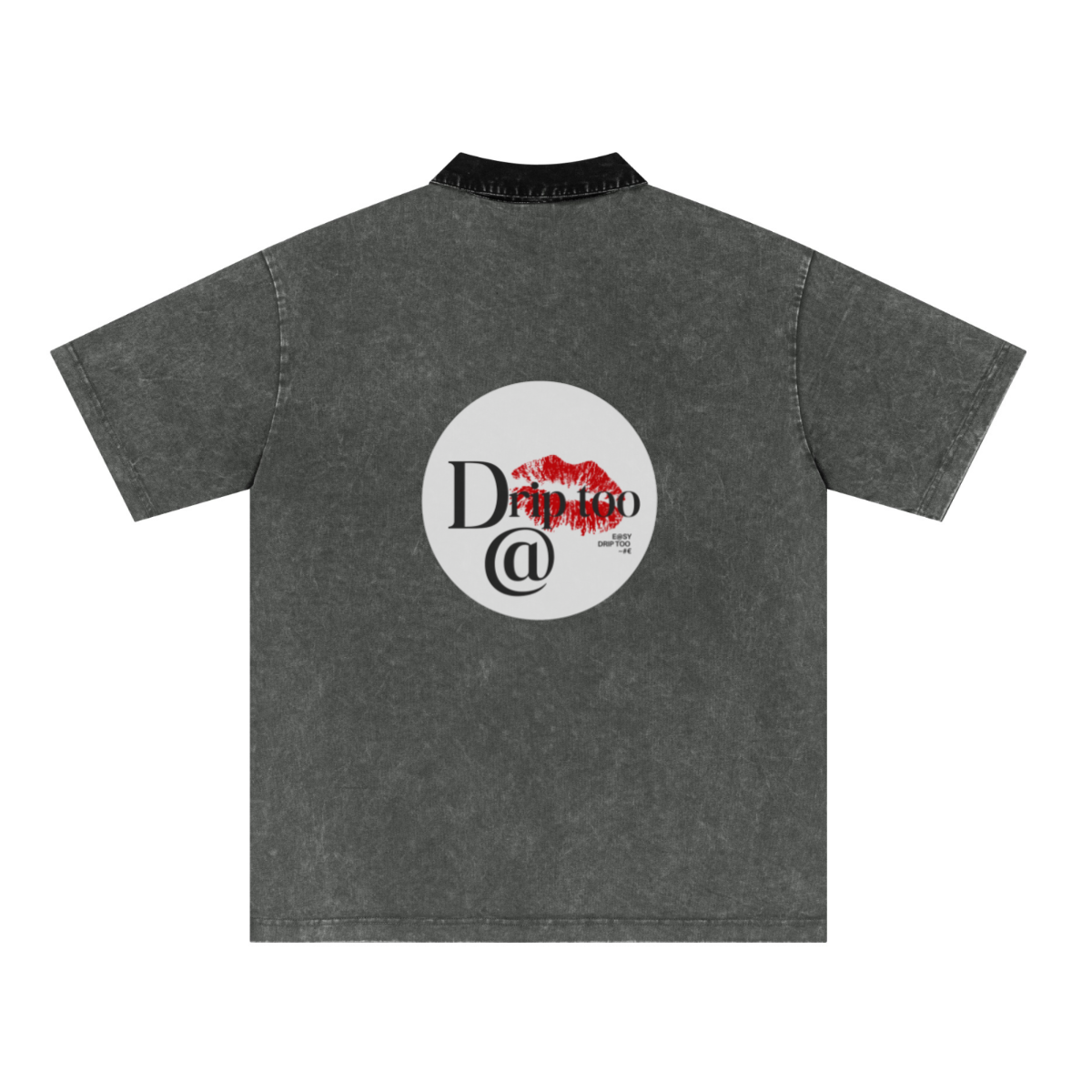 285GSM Unisex Vintage-Washed Unisex  100% Cotton Twill Polo T-Shirt Dark Grey Black