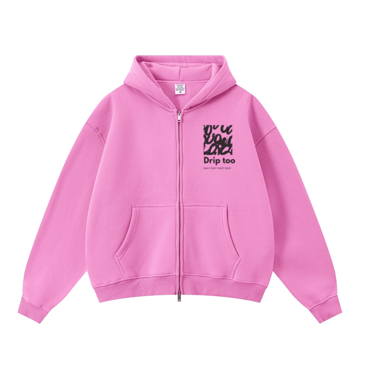 345GSM Unisex Boxy-Fit Double-Zip Hoodie Peach Pink