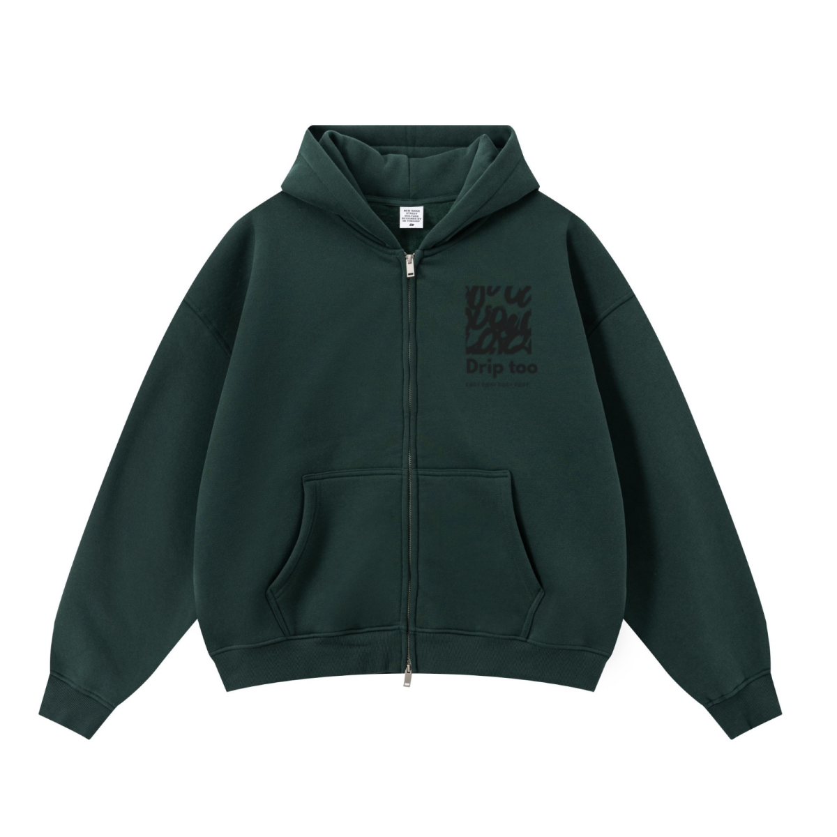 345GSM Unisex Boxy-Fit Double-Zip Hoodie Rainforest Green