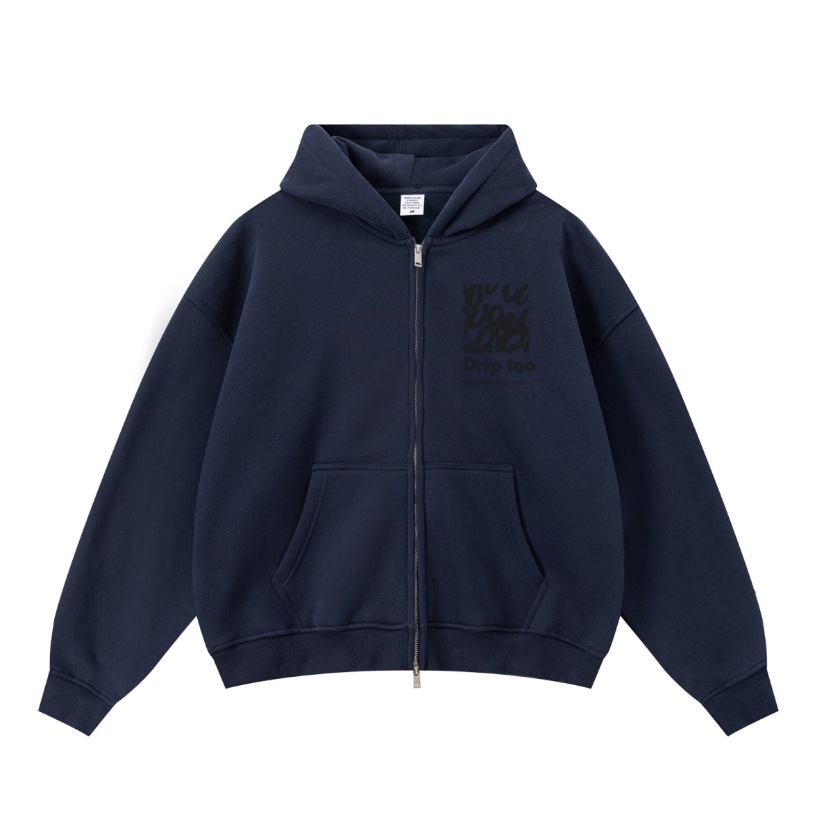 345GSM Unisex Boxy-Fit Double-Zip Hoodie Midnight Blue