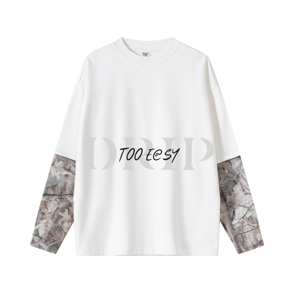 340GSM Men’s Heat Transfer Desert Camouflage Layered Look Long-Sleeve Branch Camouflage