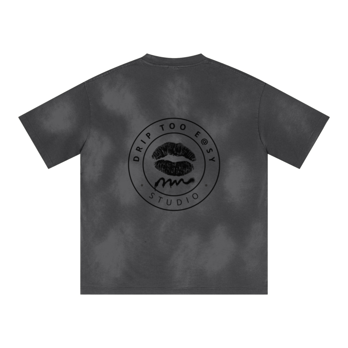 285GSM Monkey Wash PP-Sprayed Ripped Pocket Unisex T-shirt Dark Gray