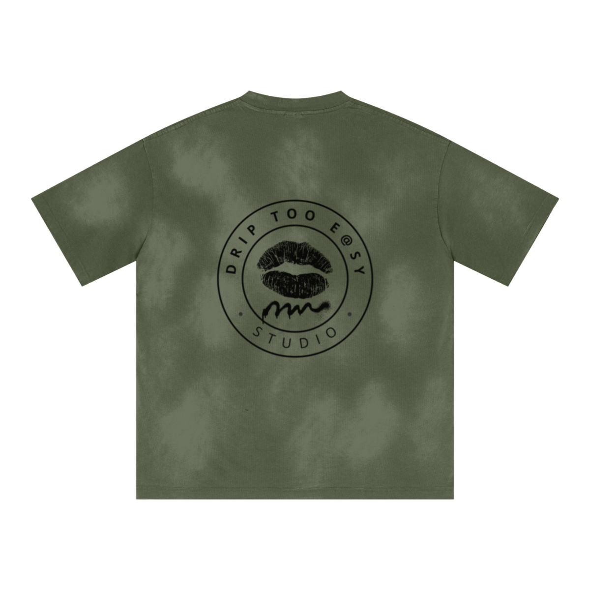 285GSM Monkey Wash PP-Sprayed Ripped Pocket Unisex T-shirt Army Green