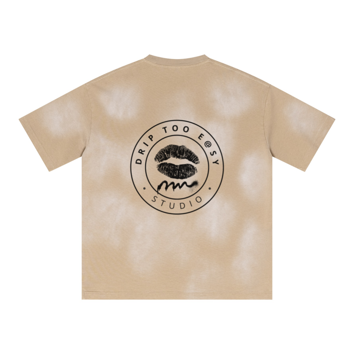 285GSM Monkey Wash PP-Sprayed Ripped Pocket Unisex T-shirt Khaki