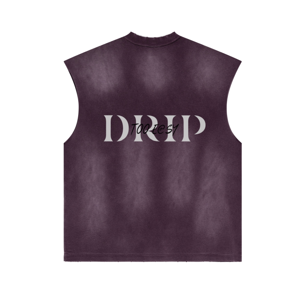 285GSM Unisex Monkey-Wash PP Spray Distressed Tank Top 	Vintage Purple