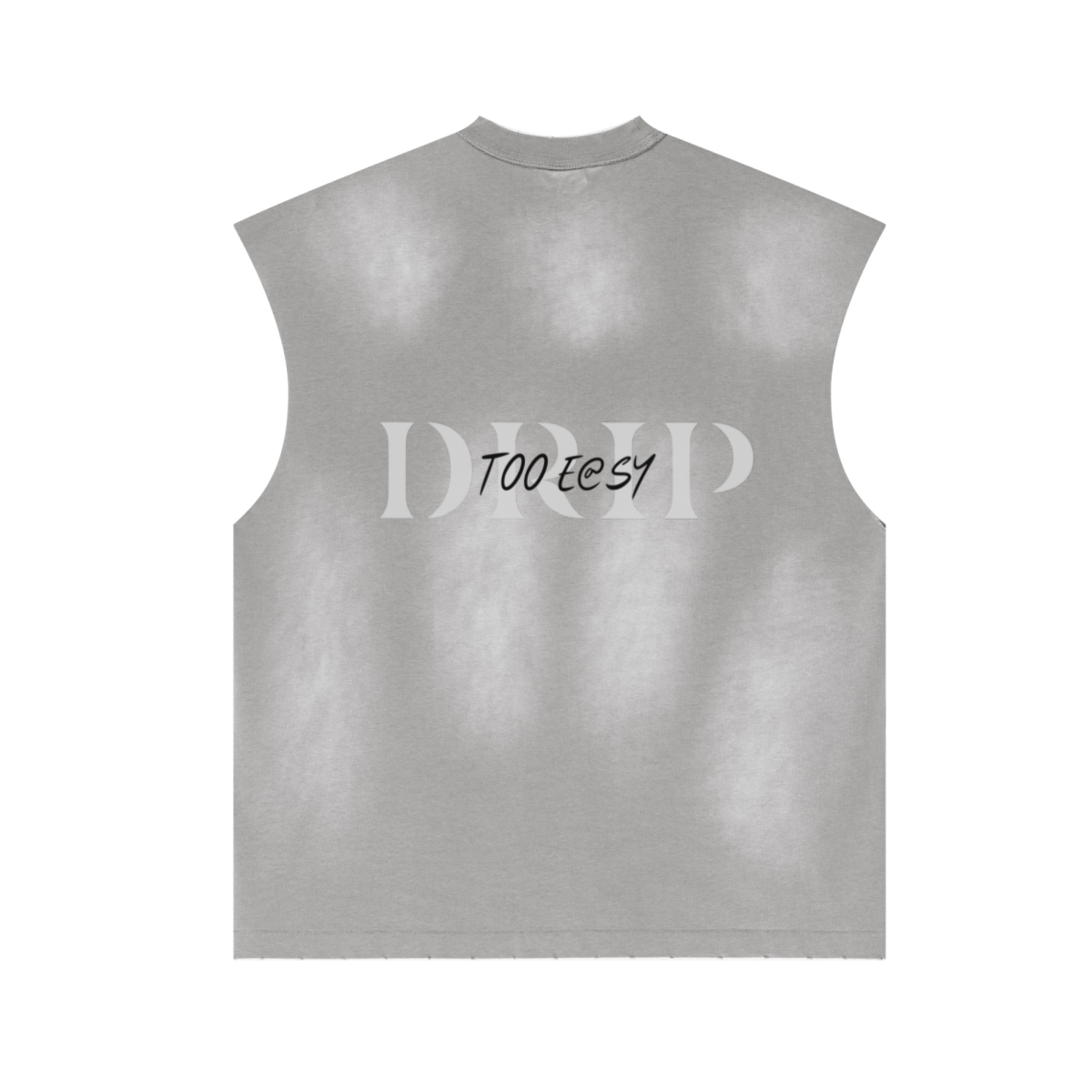 285GSM Unisex Monkey-Wash PP Spray Distressed Tank Top Vintage Medium Grey
