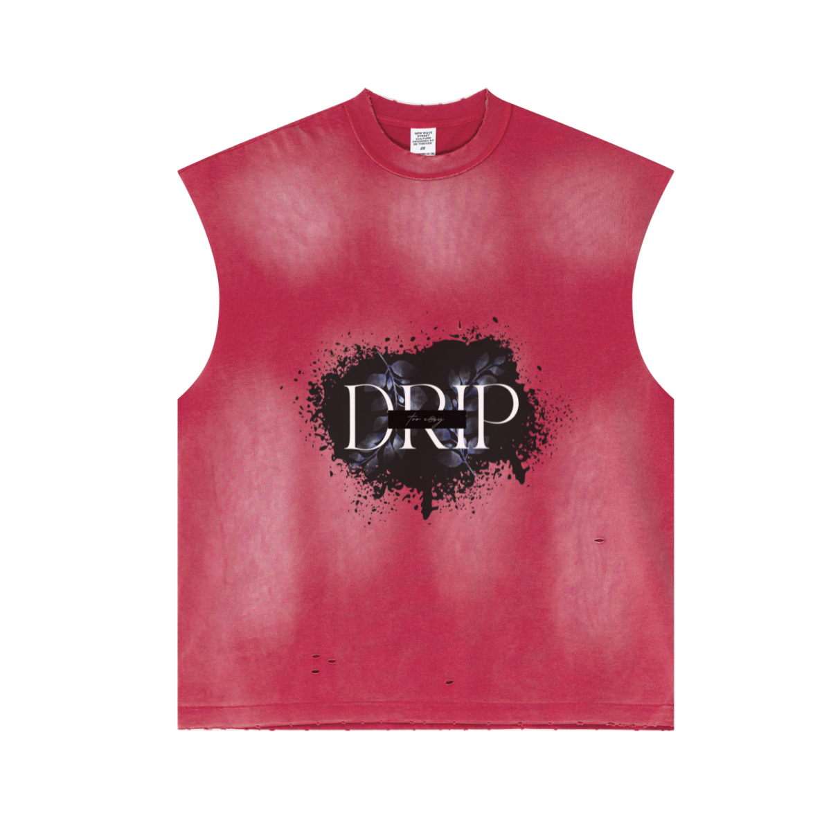285GSM Unisex Monkey-Wash PP Spray Distressed Tank Top Vintage Red