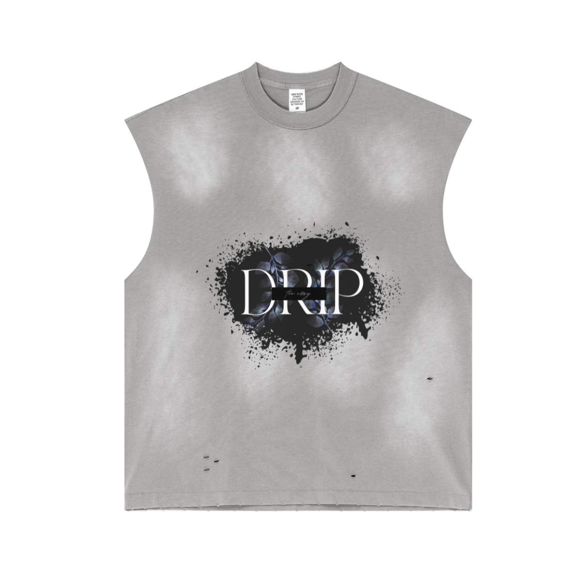 285GSM Unisex Monkey-Wash PP Spray Distressed Tank Top Vintage Medium Grey