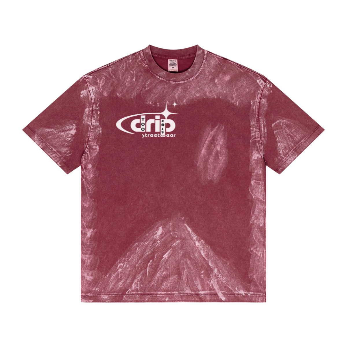 260GSM Unisex Painted Pigment-Wash T-shirt Vintage Red