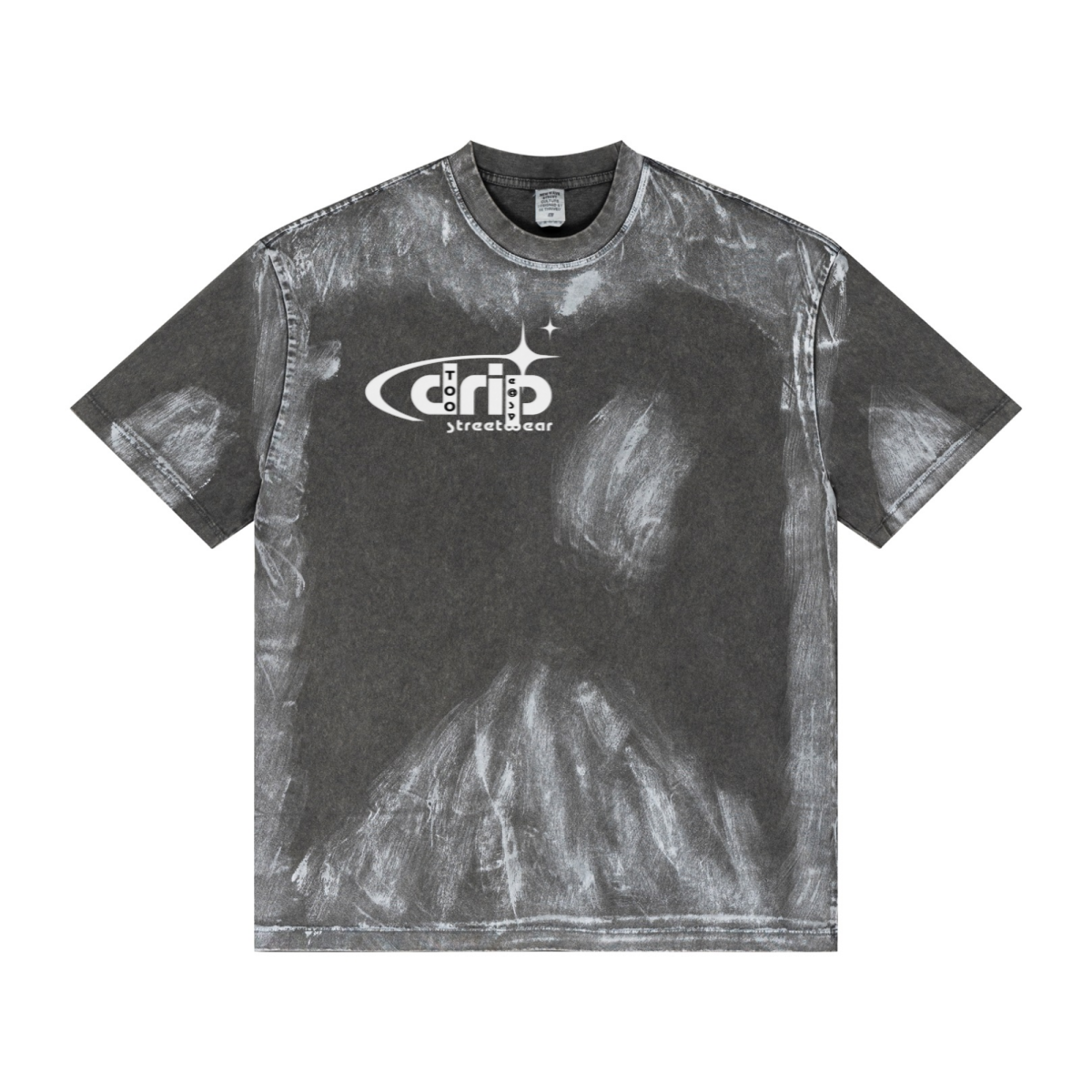 260GSM Unisex Painted Pigment-Wash T-shirt Dark Grey