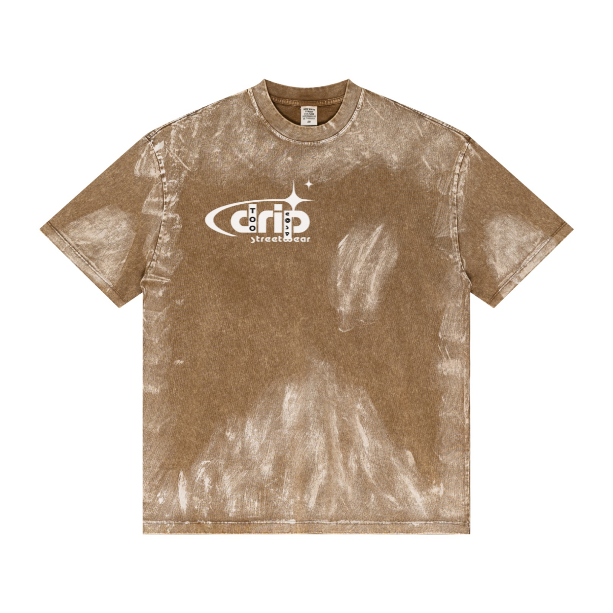 260GSM Unisex Painted Pigment-Wash T-shirt Coffee Brown