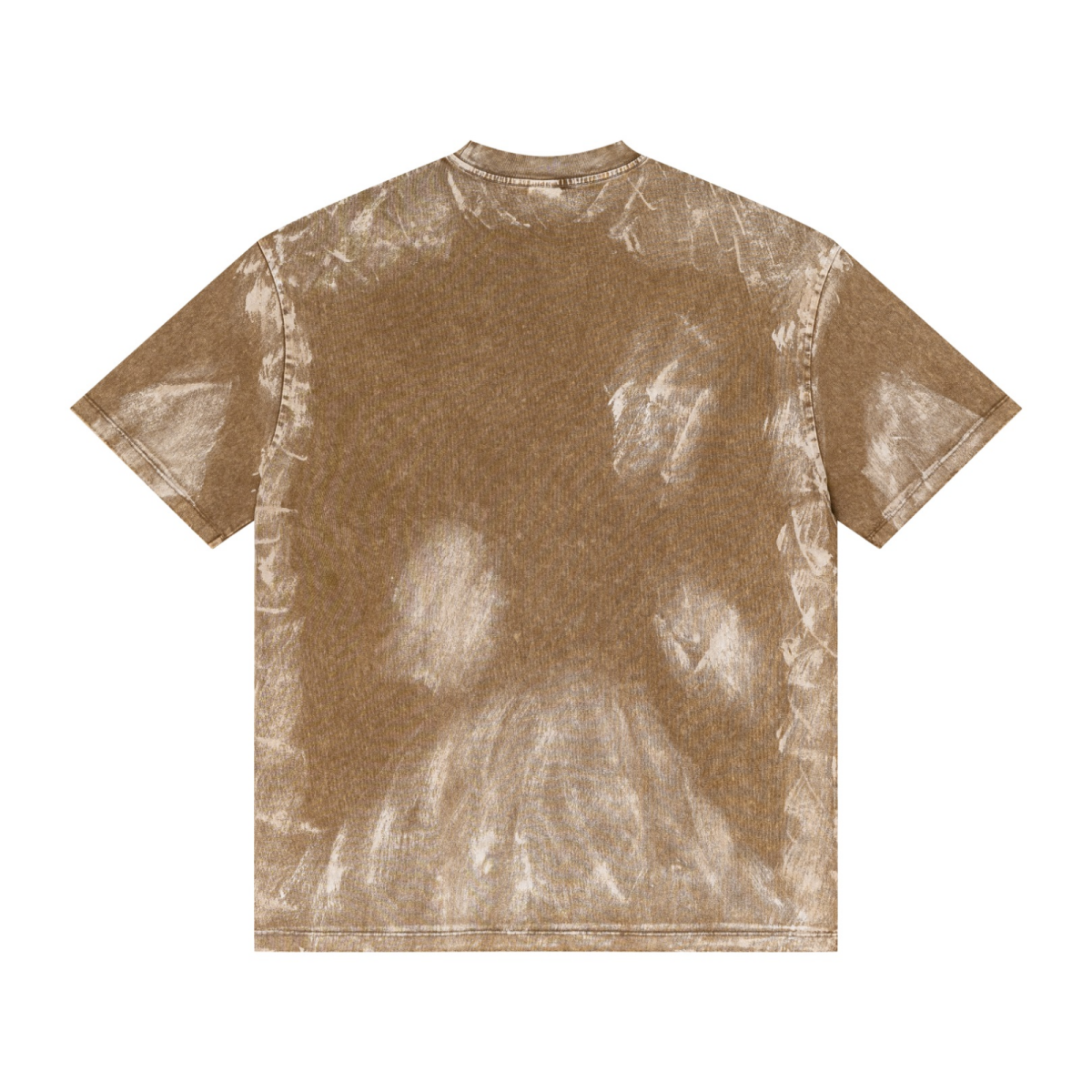 260GSM Unisex Painted Pigment-Wash T-shirt Coffee Brown